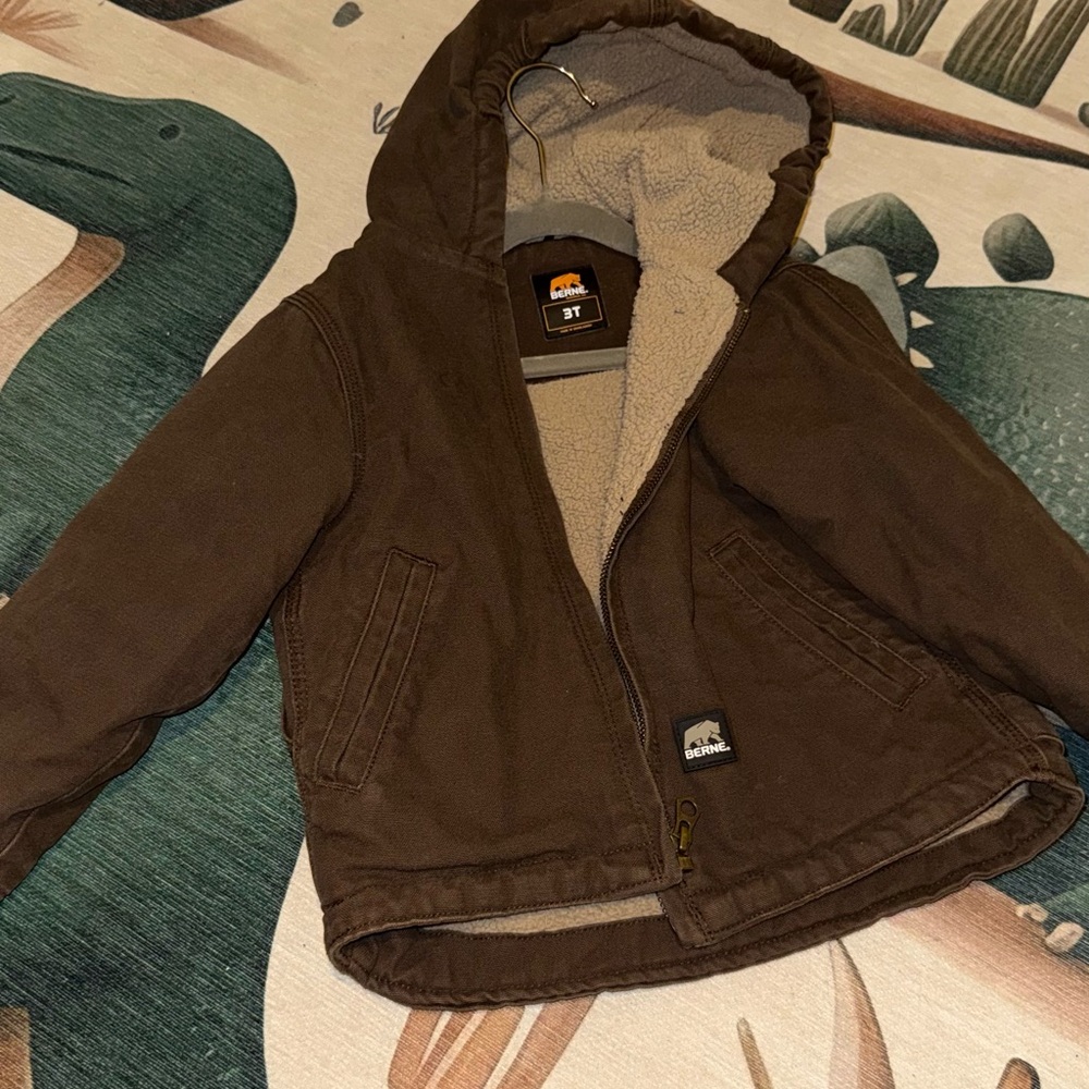 Kids Brown Hooded Puffer Jacket